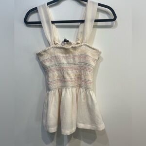 Madewell Tan Smocked Peplum Tank Top